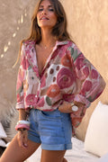 Alejandra - Camisa de voile de algodón estampada con flores