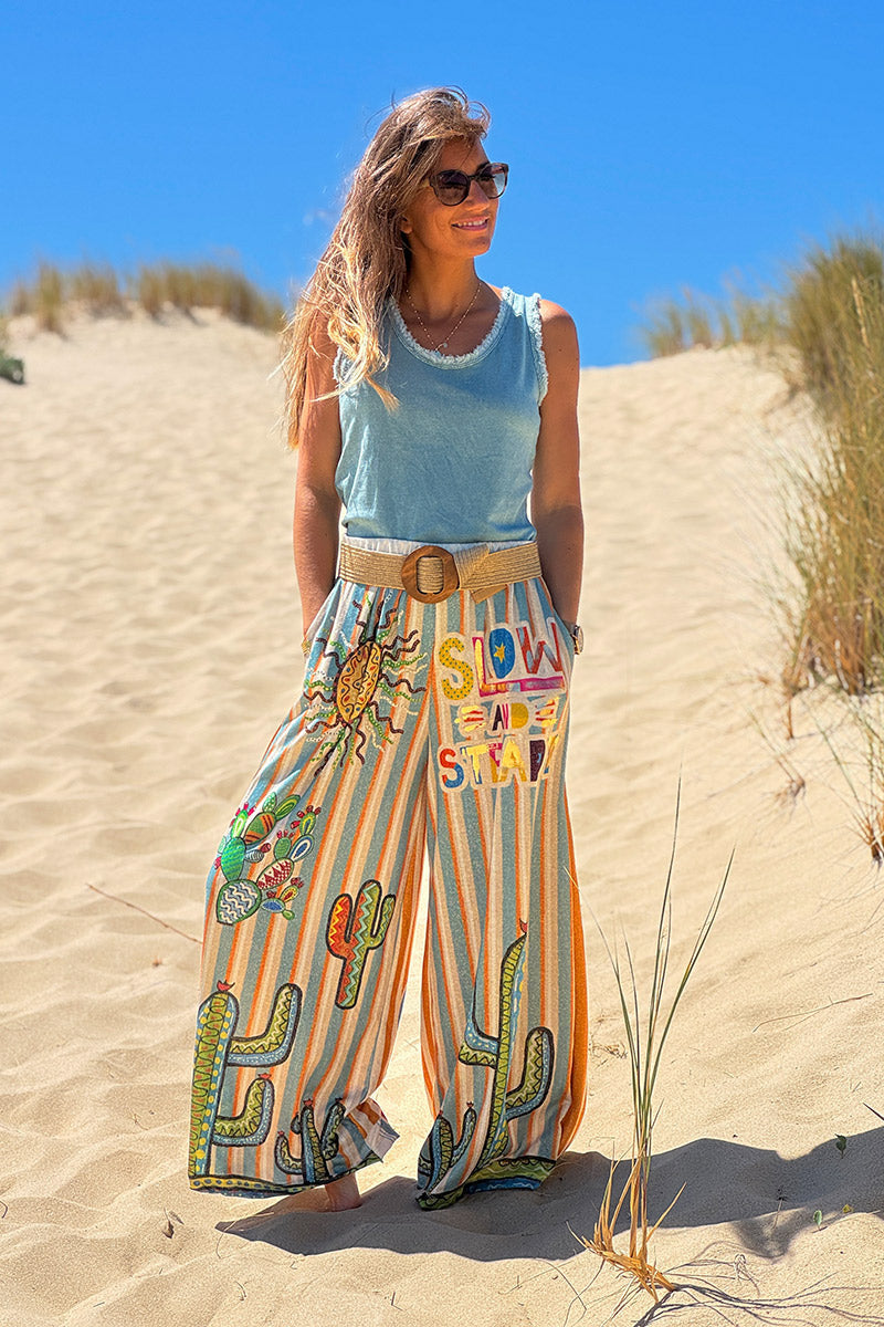 Jazmin - Pantalones anchos, cómodos y flexibles, de color brillante