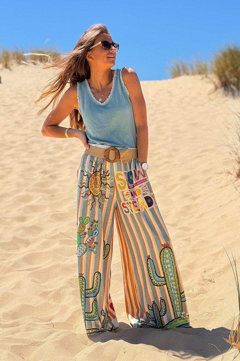 Jazmin - Pantalones anchos, cómodos y flexibles, de color brillante