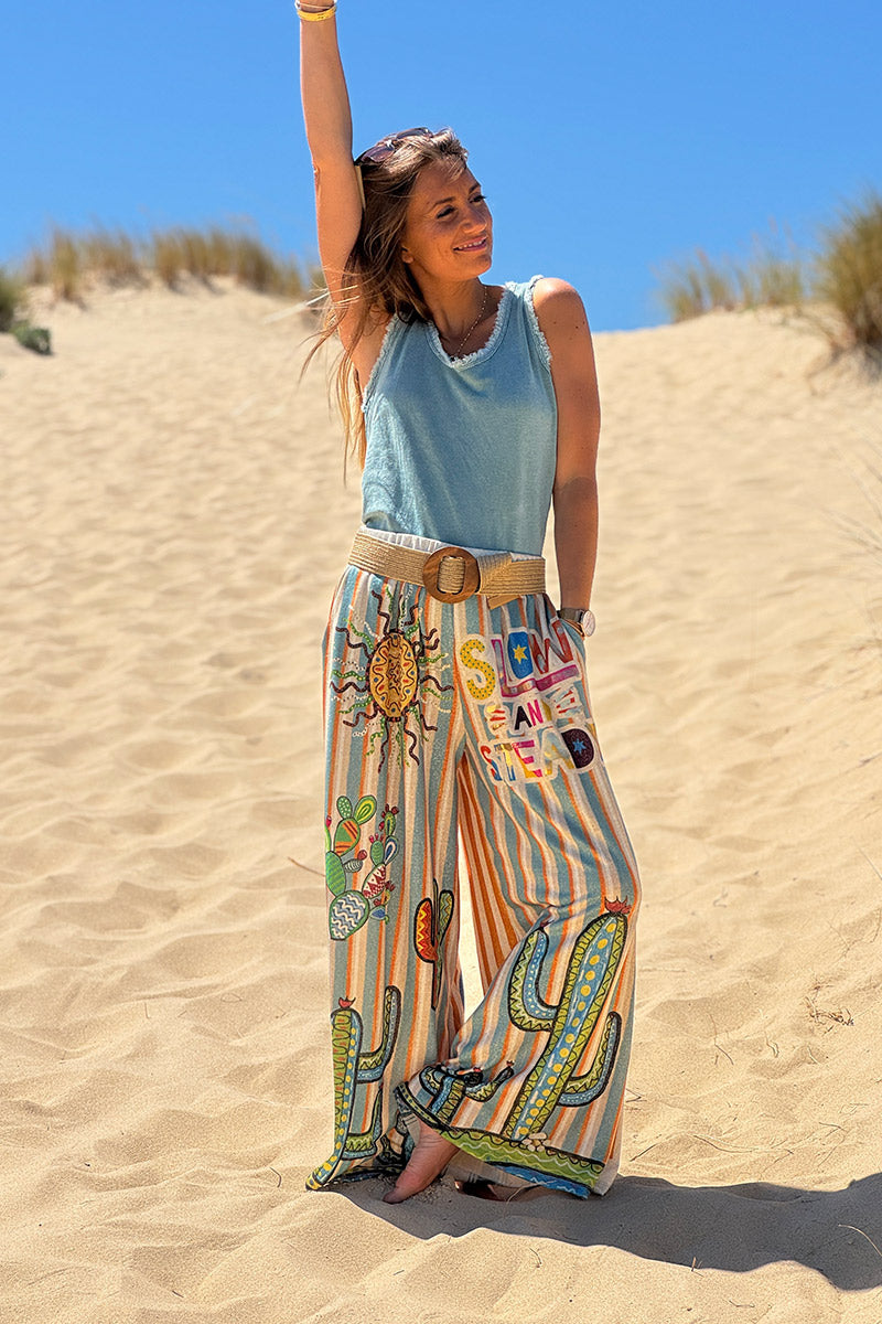 Jazmin - Pantalones anchos, cómodos y flexibles, de color brillante