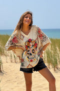 Carla - Top grande de color beige brillante