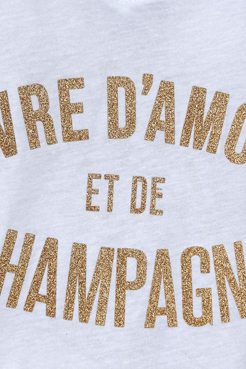 Guadalupe - Camiseta blanca de cuello en V y mangas cortas con lema